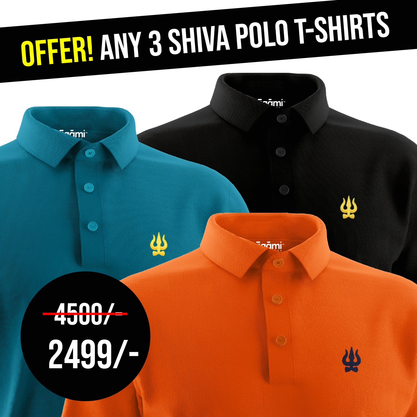Combo Pack of 3 Shiva Polo Tshirts