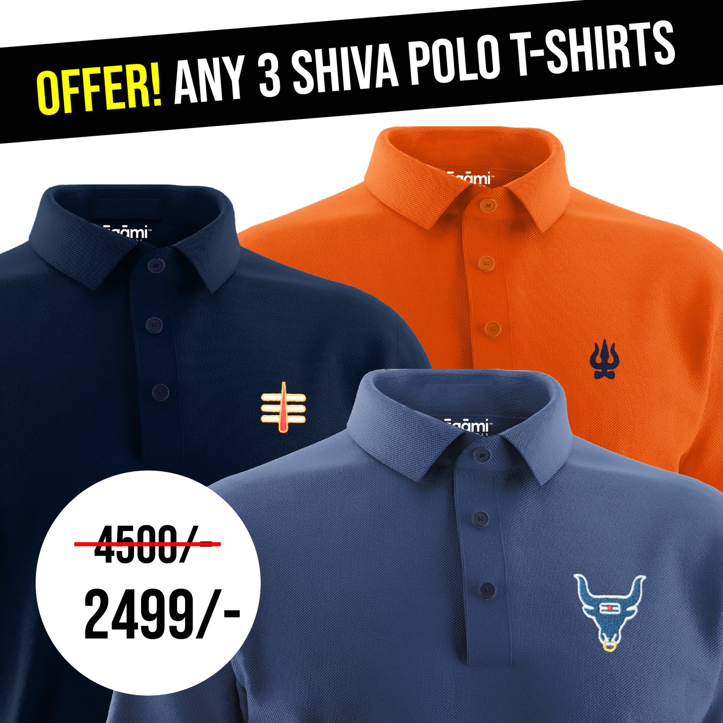 Combo Pack of 3 Shiva Polo Tshirts