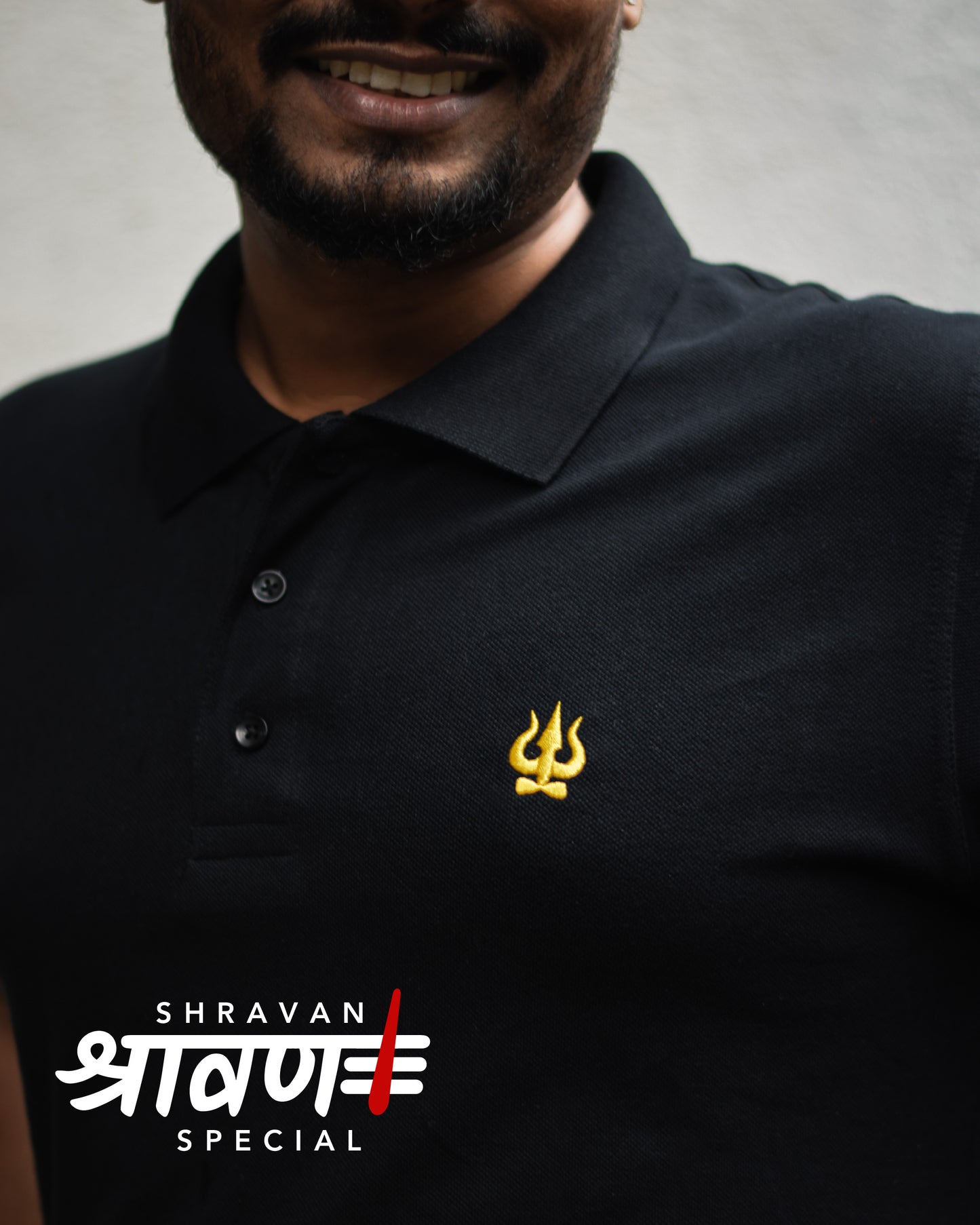 Trishul Polo Neck - Black | Regular Fit