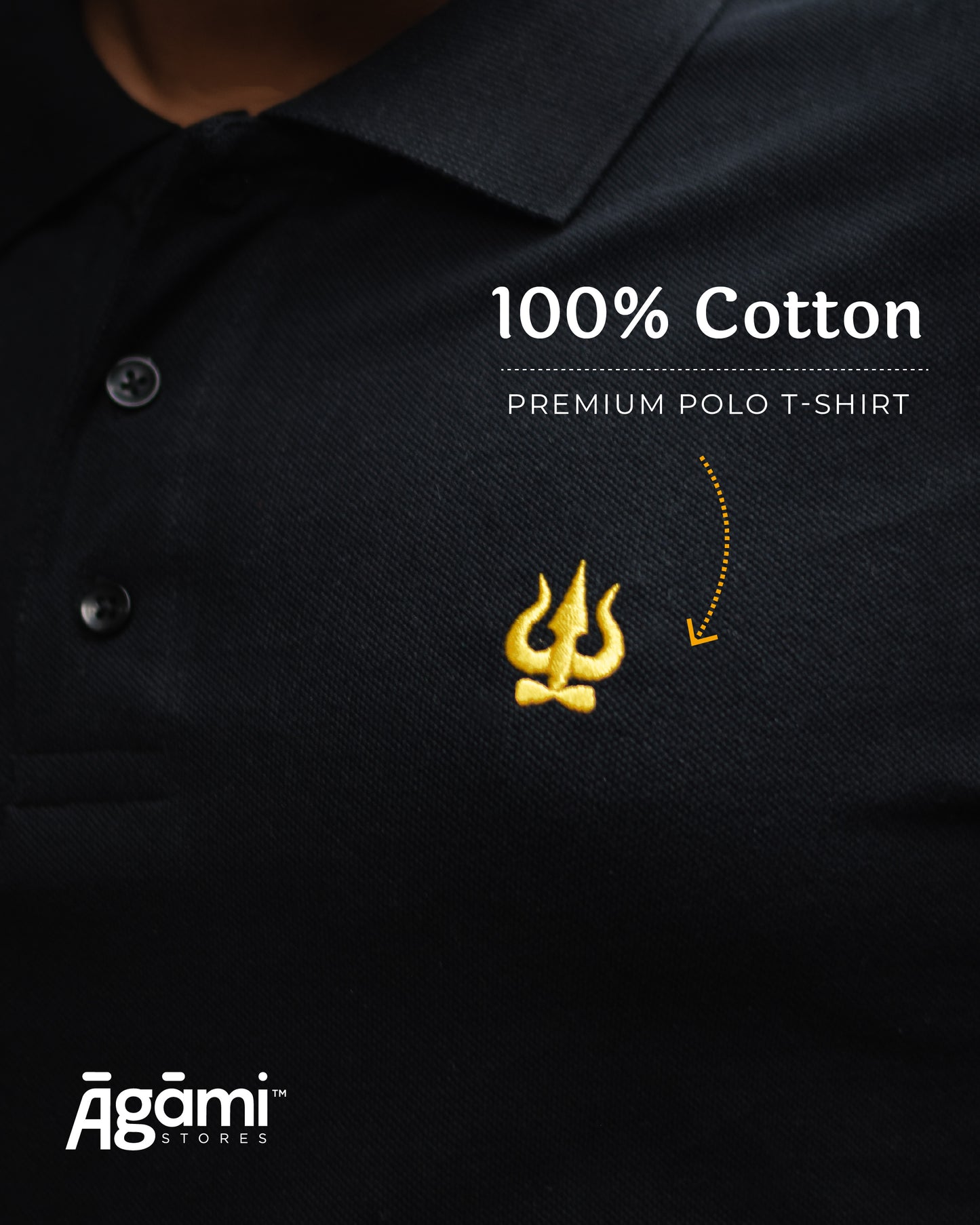 Trishul Polo Neck - Black | Regular Fit