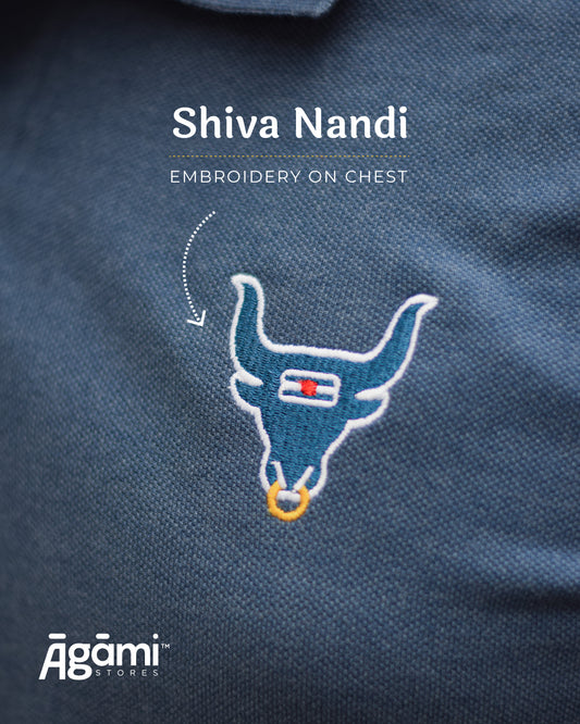 Shiva Nandi Polo Neck Tshirt - Denim Blue | Regular Fit