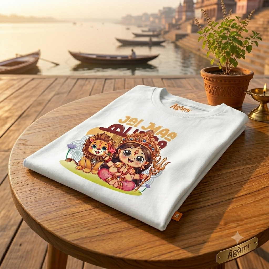 Jai Maa Durga Kids Tshirt | White