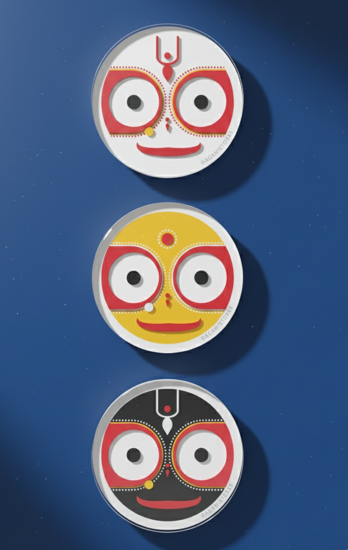 Shree Jagannath, Balabhadra & Subhadra | Acrylic Fridge Magnet Set
