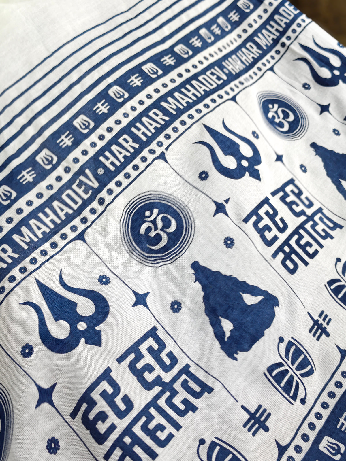 Har Har Mahadev Stole | Cream