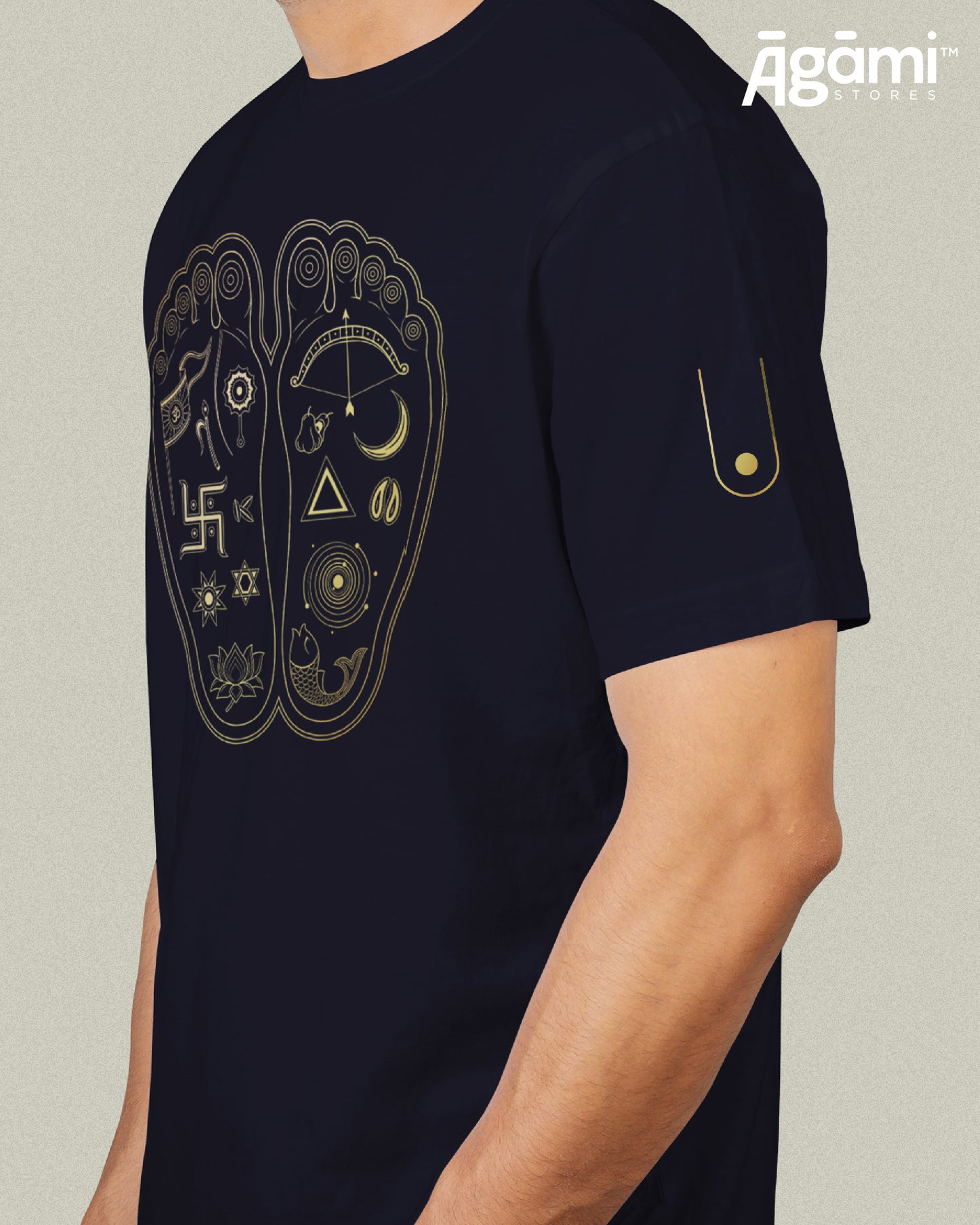 Lotus Feet of Shree Krishna Tshirt - Navy Blue | Regular Fit