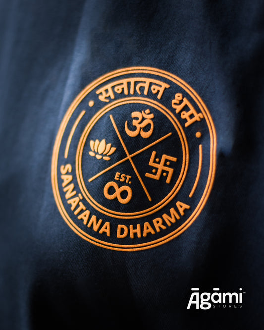 Sanatana Dharma Emblem Tshirt - Navy Blue | Regular Fit