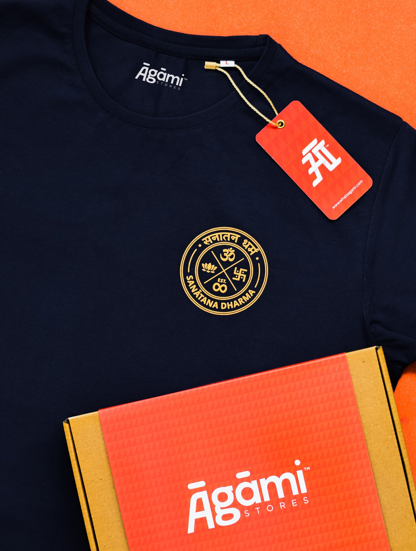 Sanatana Dharma Emblem Tshirt - Navy Blue | Regular Fit