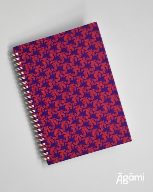 Om Pattern Spiral A5 Notebook | Purple