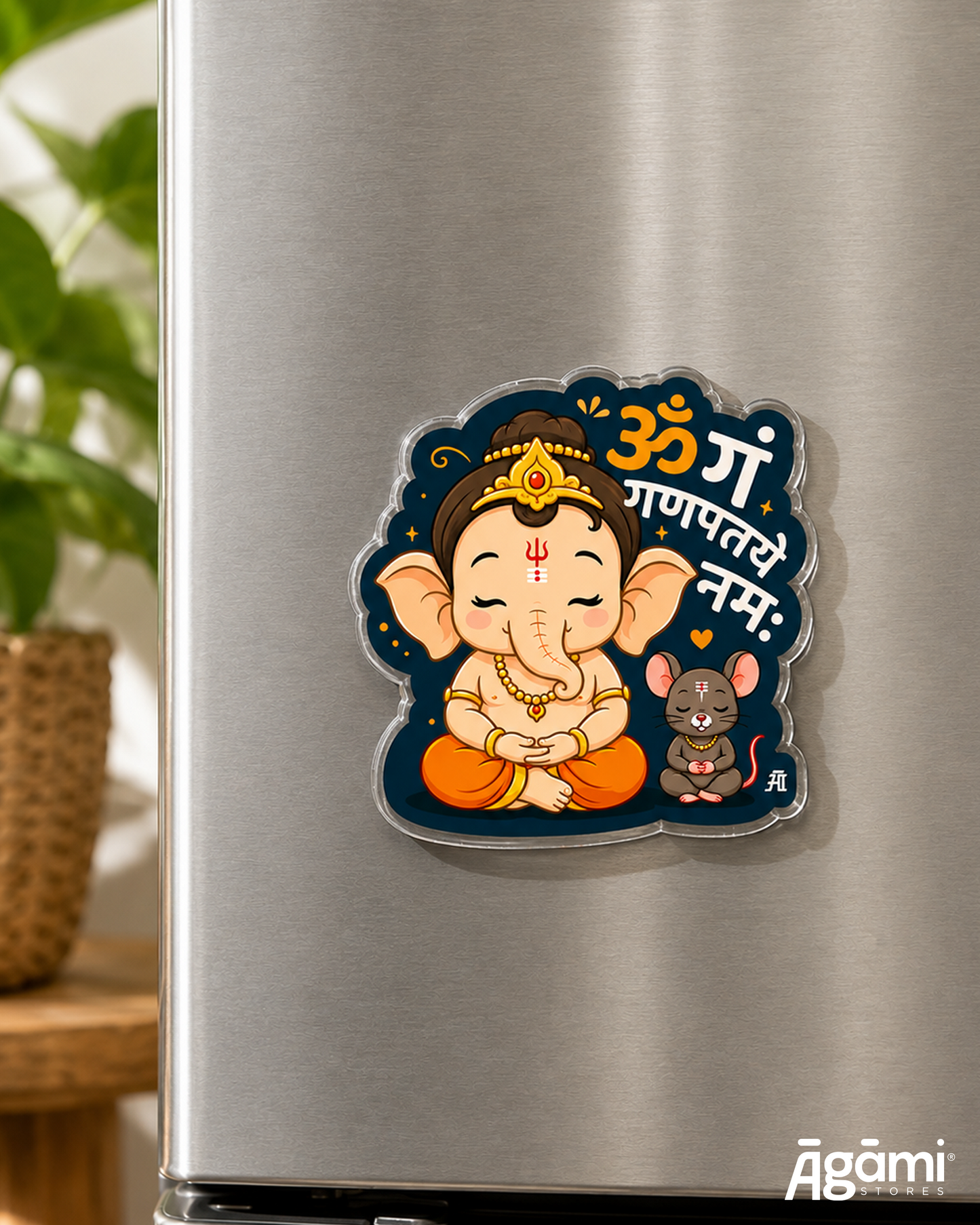 Om Gan Ganpataye Namah | Acrylic Fridge Magnet