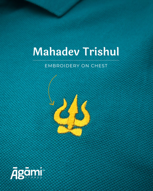 Trishul Polo Neck - Teal Blue | Regular Fit