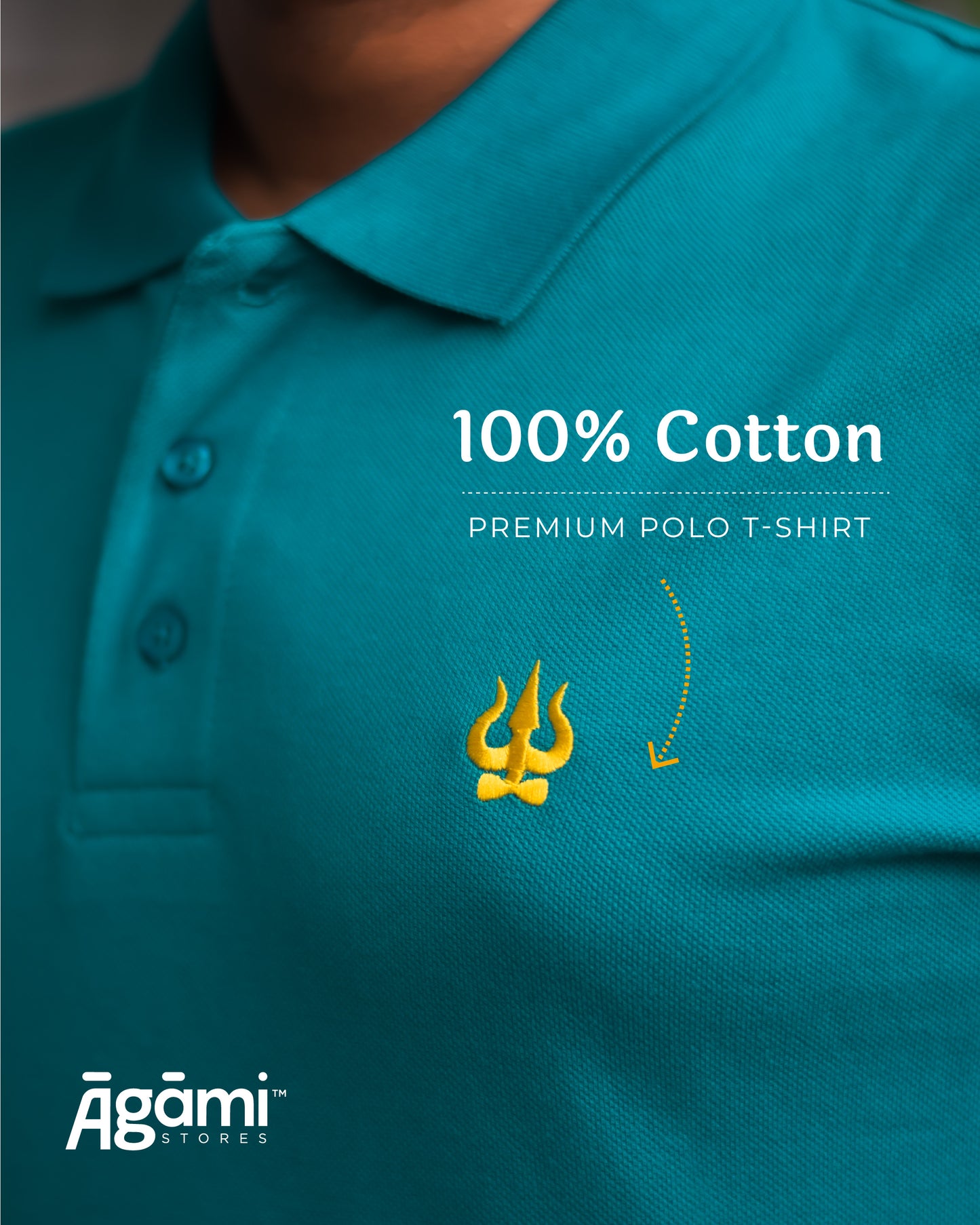Trishul Polo Neck - Teal Blue | Regular Fit