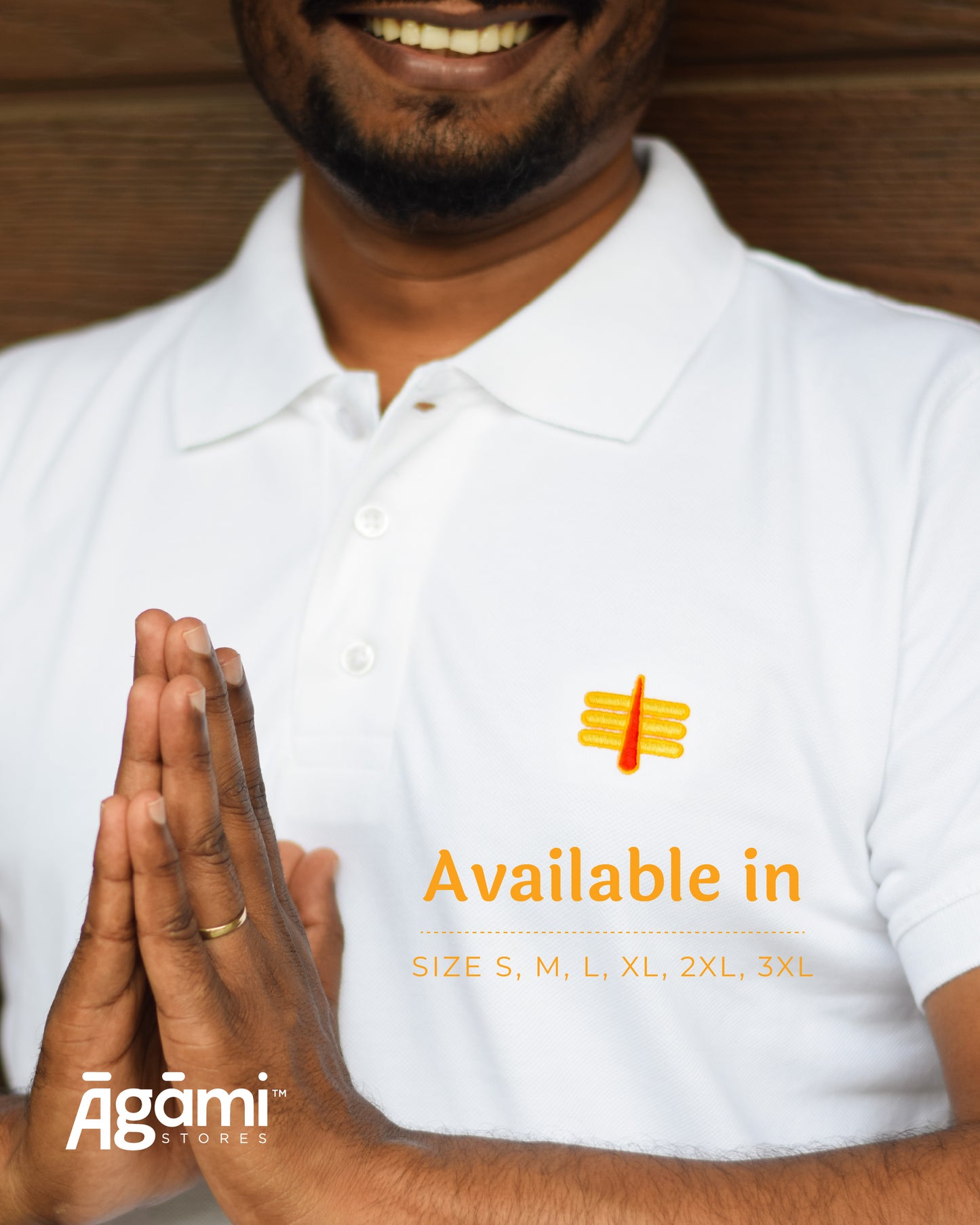 Mahakal Tilak Polo Neck T-shirt - White | Regular Fit