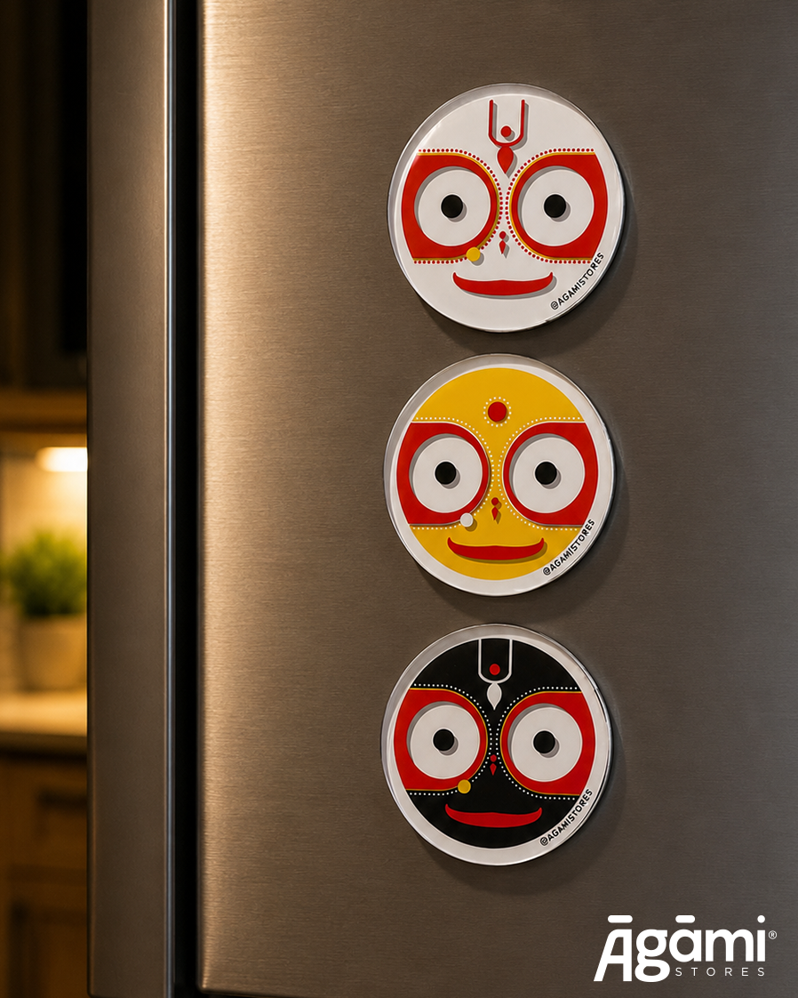 Shree Jagannath, Balabhadra & Subhadra | Acrylic Fridge Magnet Set