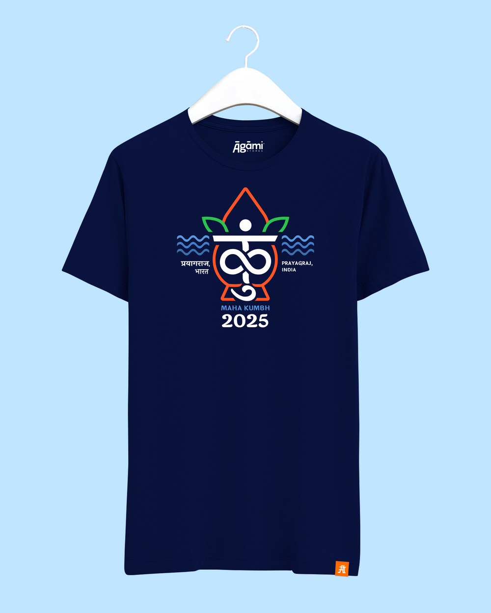 Mahakumbh Logo 2025 - Navy Blue Tshirt