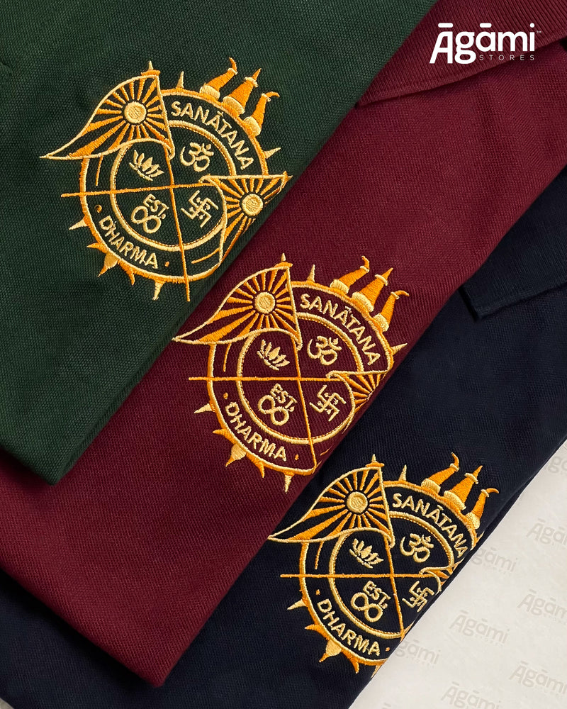 Sanātana Dharma Polo Neck Tshirt | Dark Green
