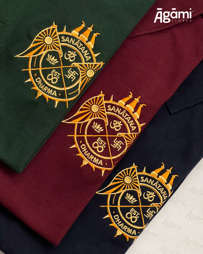 Sanātana Dharma Polo Neck Tshirt | Maroon
