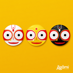 Shree Jagannath, Balabhadra & Subhadra | Set of 3 Pin Badges + Magnet