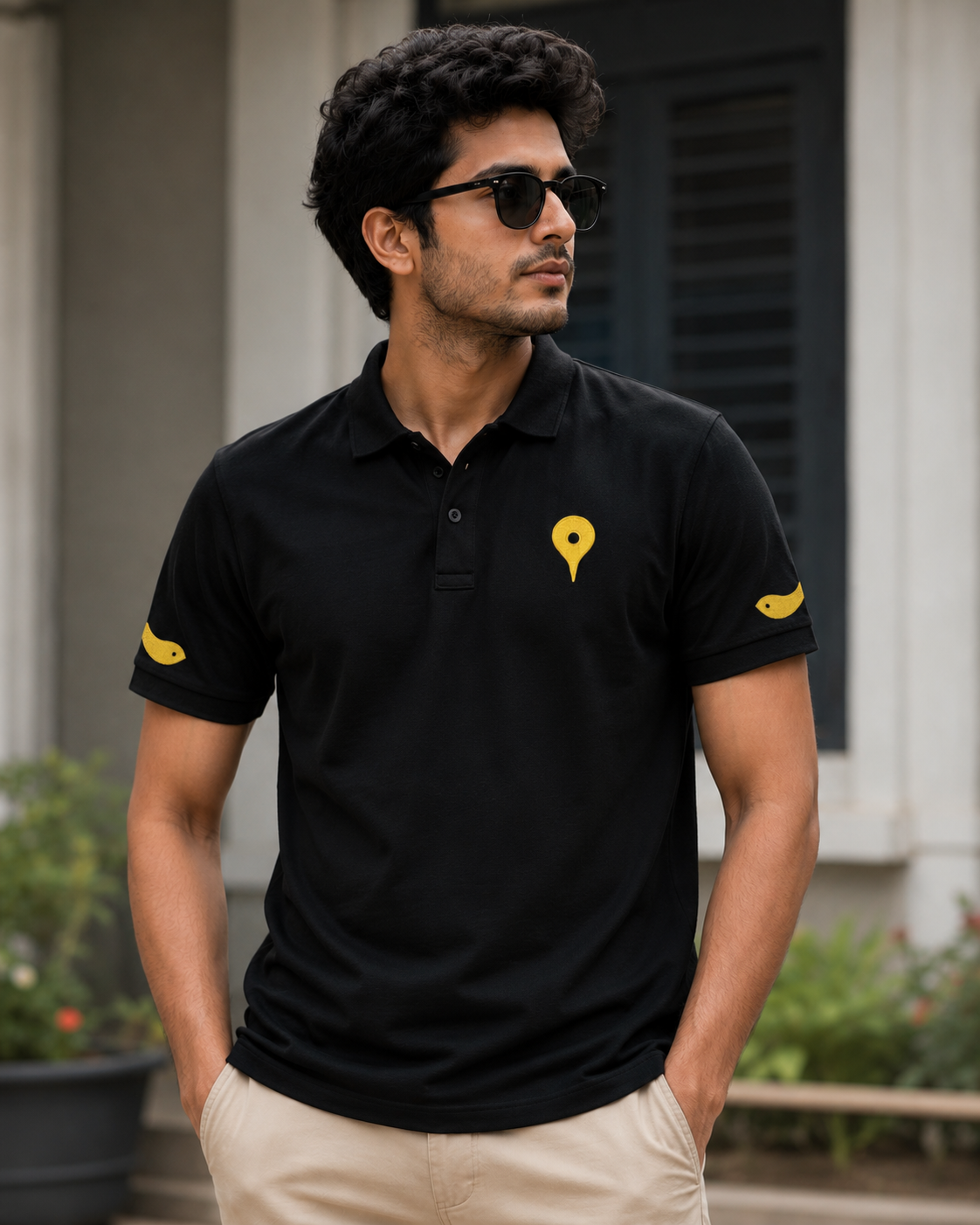 Vitthal Tilak Polo Tshirt - Black