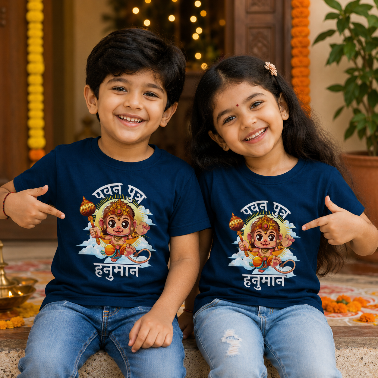 Pavan Putra Hanuman Kids Tshirt | Navy Blue