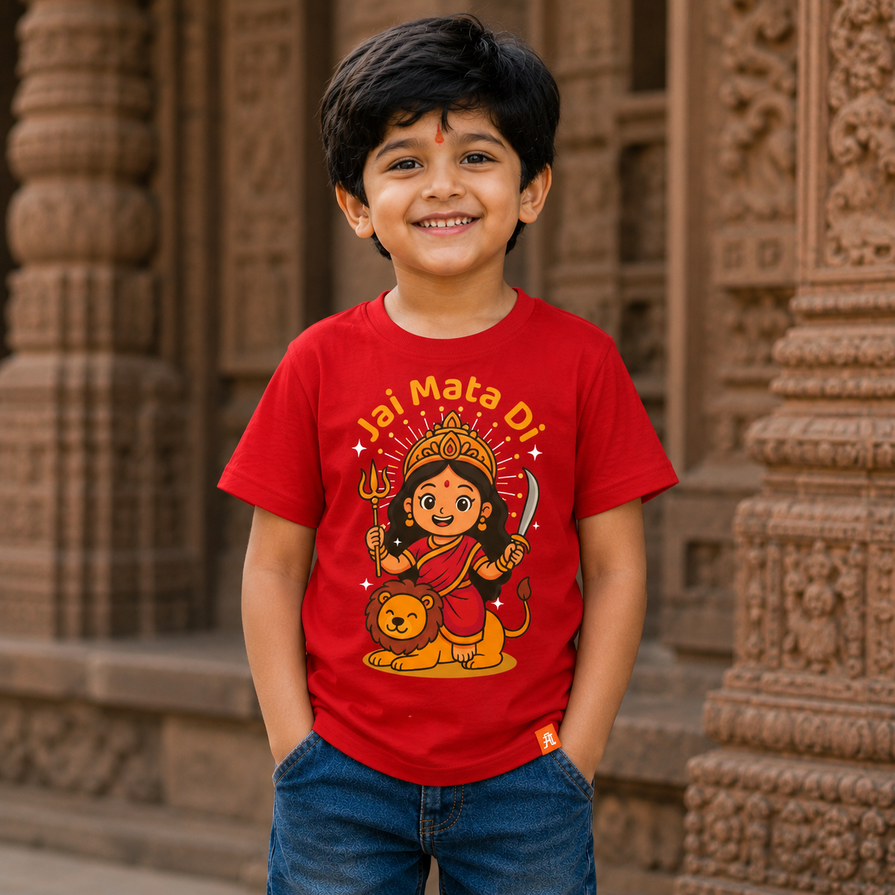 Jai Mata Di Kids Tshirt | Red