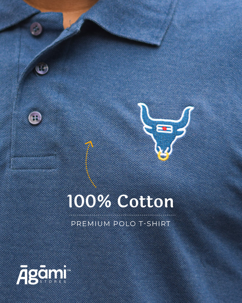 Shiva Nandi Polo Neck Tshirt - Denim Blue