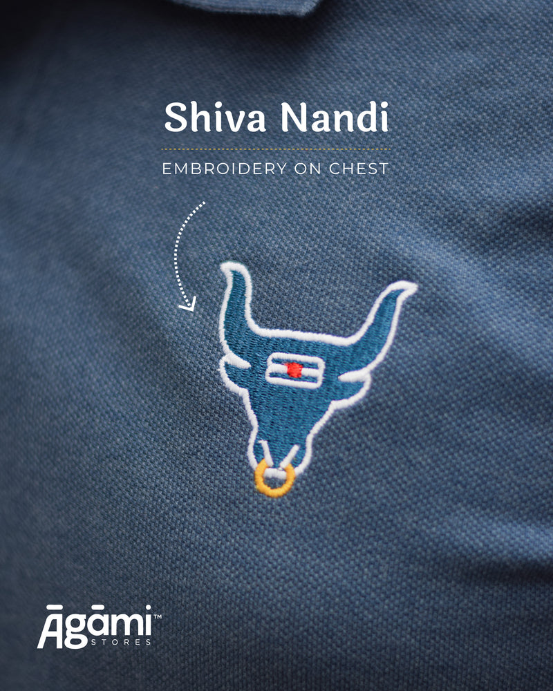 Shiva Nandi Polo Neck Tshirt - Denim Blue