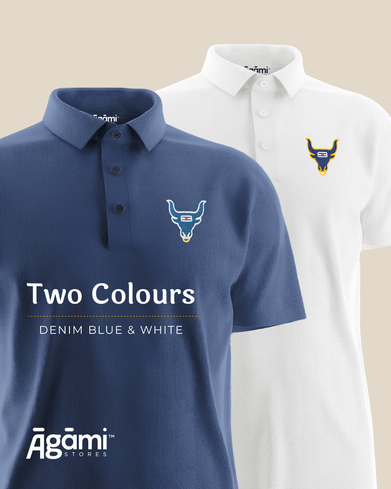 Shiva Nandi Polo Neck Tshirt - Denim Blue