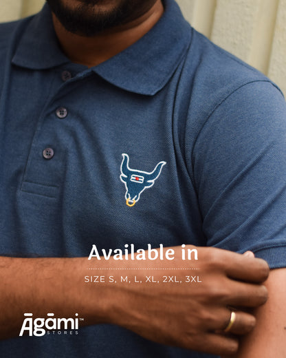 Shiva Nandi Polo Neck Tshirt - Denim Blue | Regular Fit