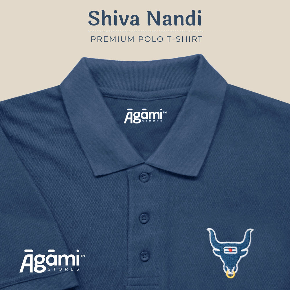 Shiva Nandi Polo Neck Tshirt - Denim Blue