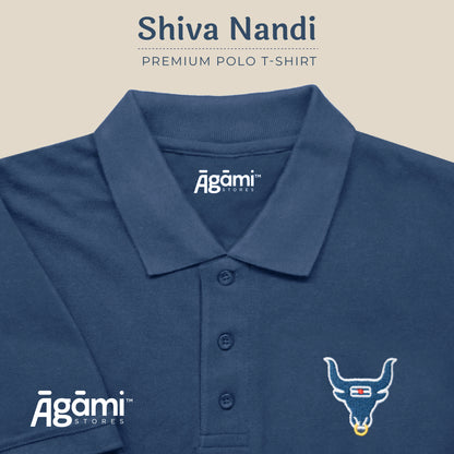 Shiva Nandi Polo Neck Tshirt - Denim Blue | Regular Fit