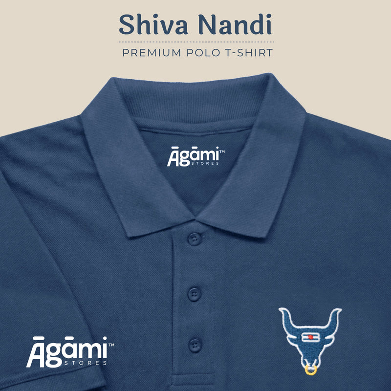 Shiva Nandi Polo Neck Tshirt - Denim Blue