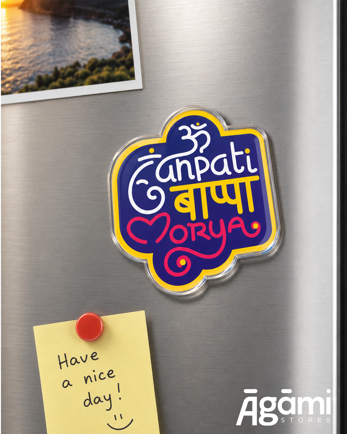 Ganpati Bappa Morya | Acrylic Fridge Magnet