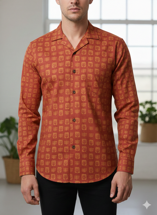 Printed Rudra Shirt - Regular Fit Full Sleeves Shirt | White