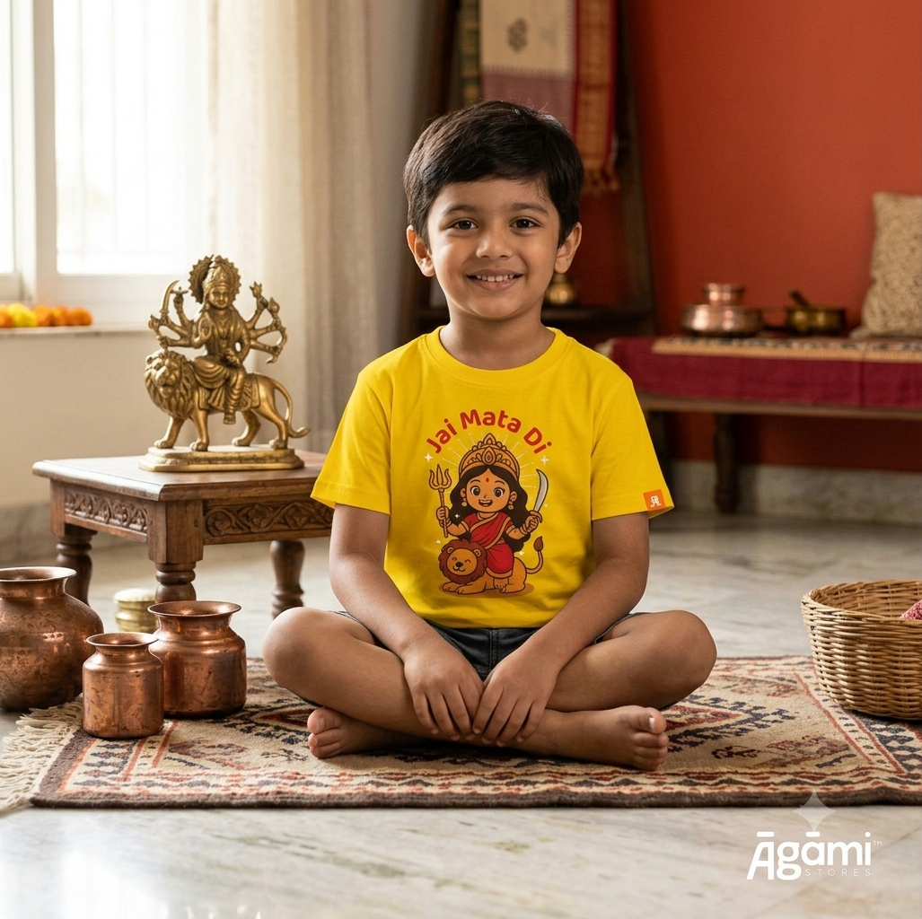 Jai Mata Di Kids Tshirt | Yellow