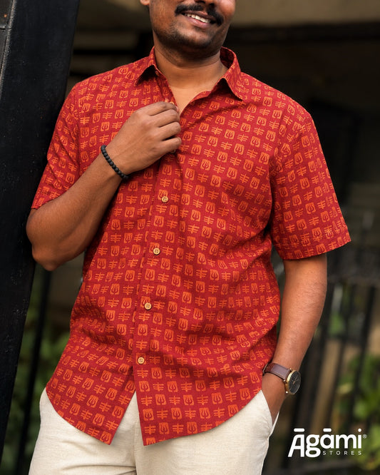 Printed Shiva Shirt - Half Sleeves Shirt | Maroon