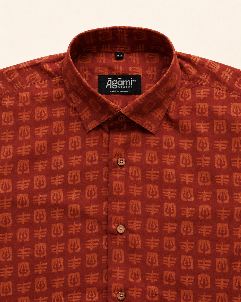 Printed Shiva Shirt - Half Sleeves Shirt | Maroon