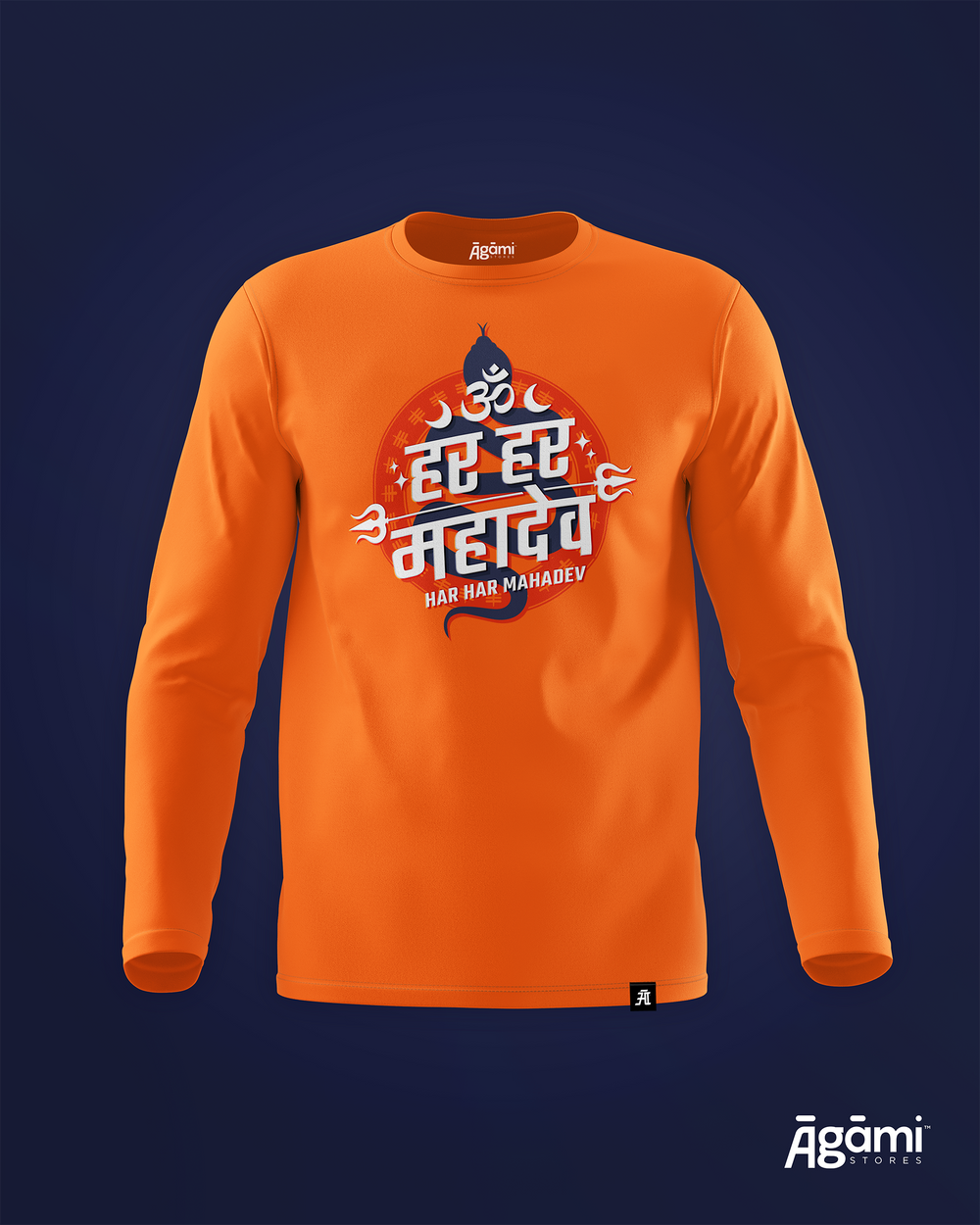 Har Har Mahadev Full Sleeves Tshirt - Orange