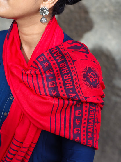 Har Har Mahadev Stole | Red