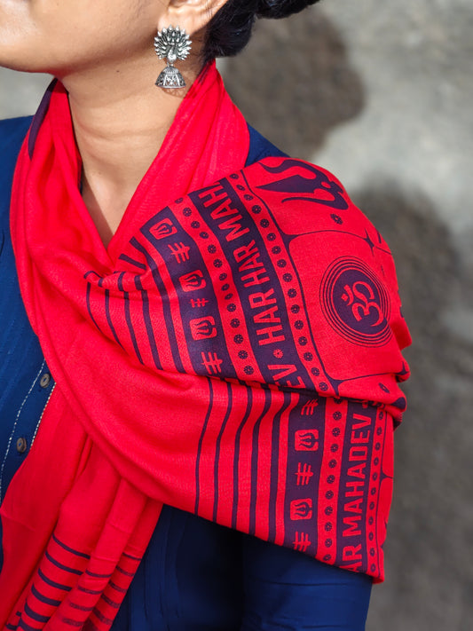 Har Har Mahadev Stole | Red