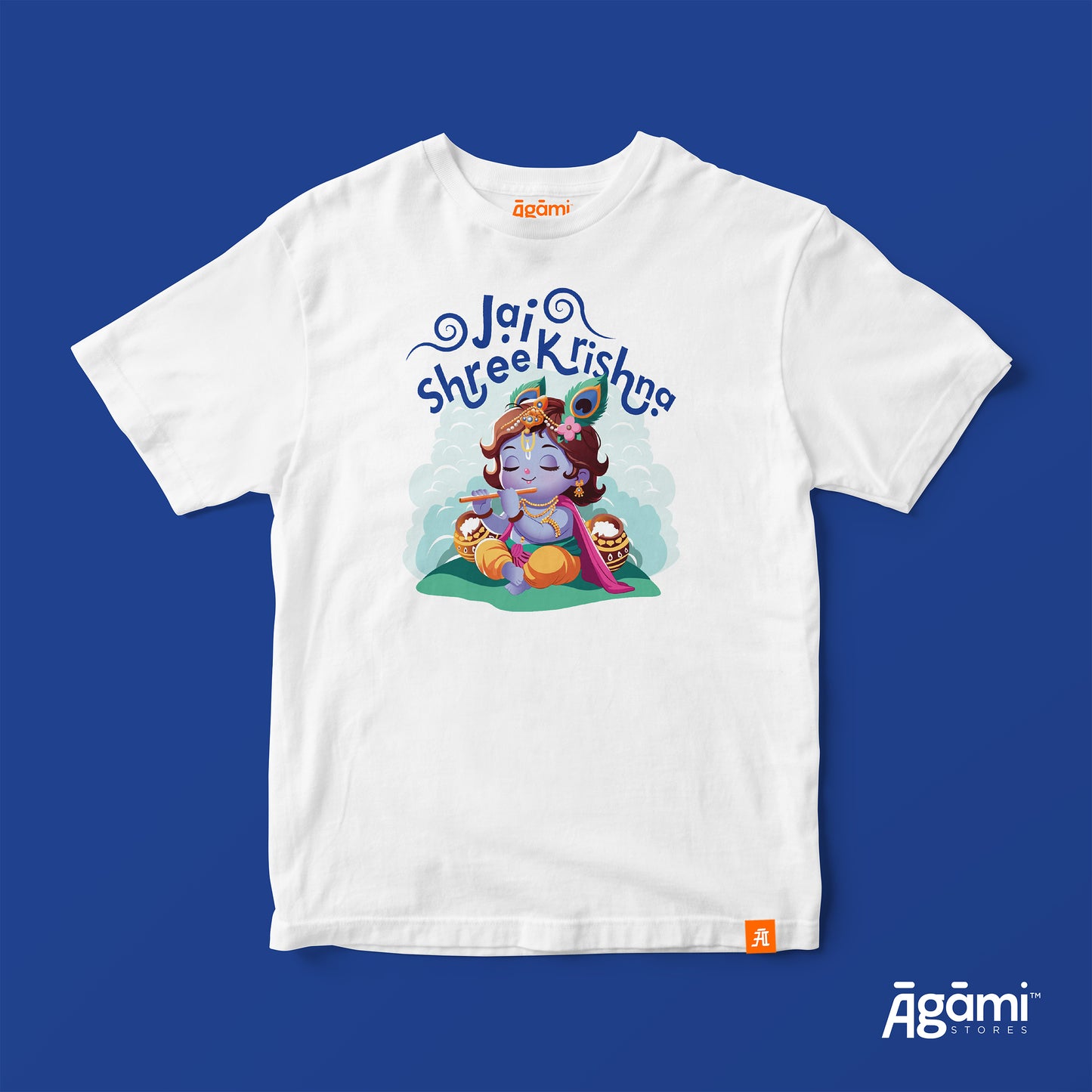 Jai Shree Krishna Kids Tshirt | White