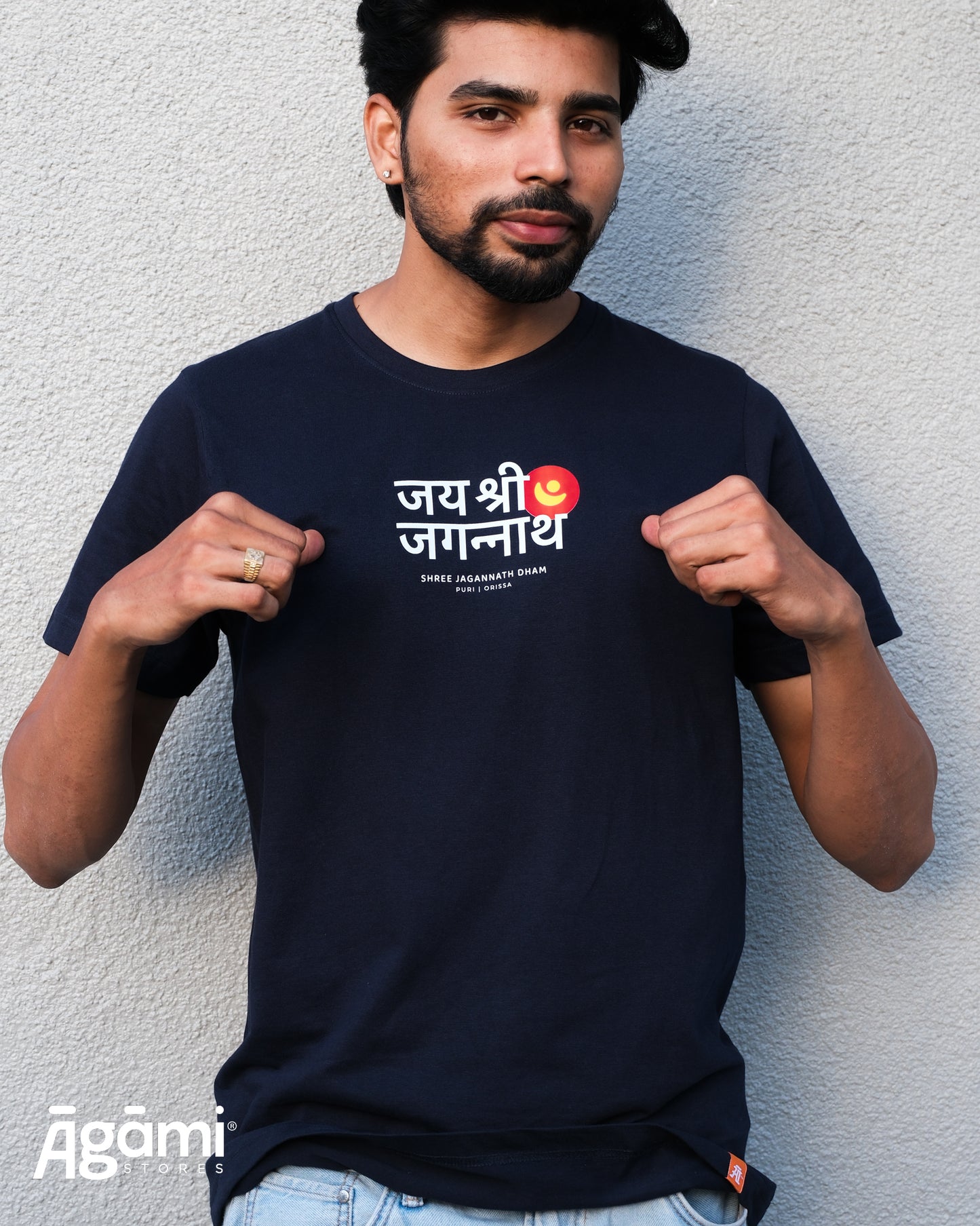 Jai Shree Jagannath Logo Tshirt - Dark Blue