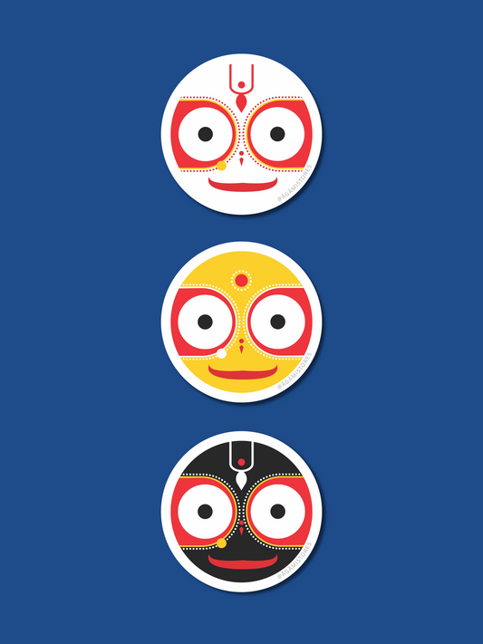 Sacred Siblings of Shree Jagannath - Set of 3 | Laptop & Mobile Stickers