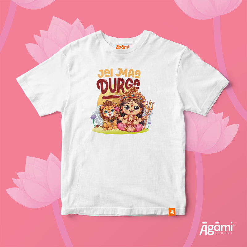 Jai Maa Durga Kids Tshirt | White
