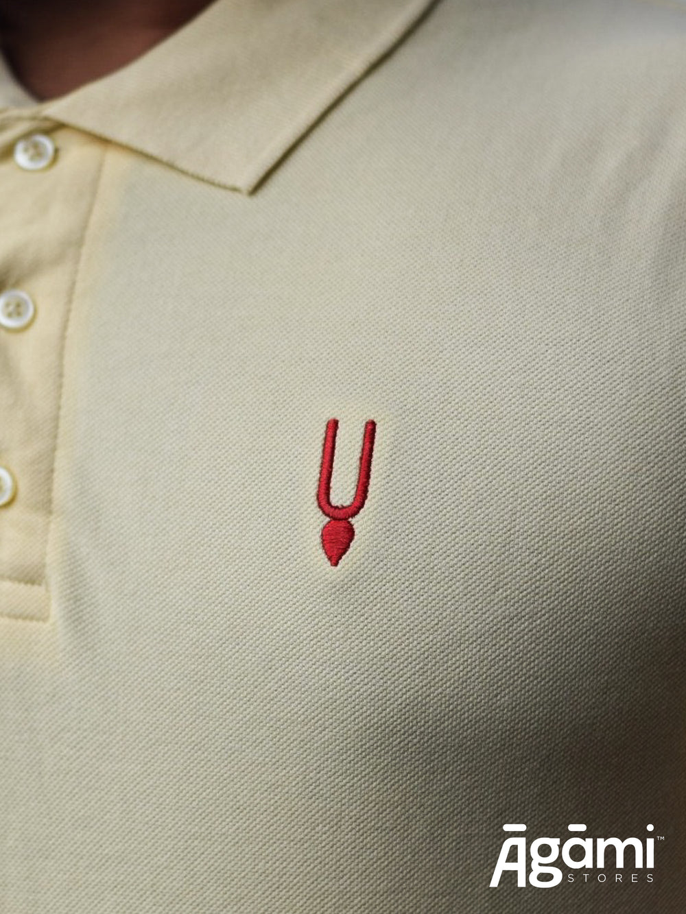 Krishna Tilak Polo Neck T-shirt - Cream