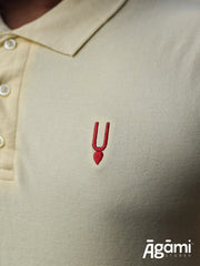 Krishna Tilak Polo Neck T-shirt - Cream