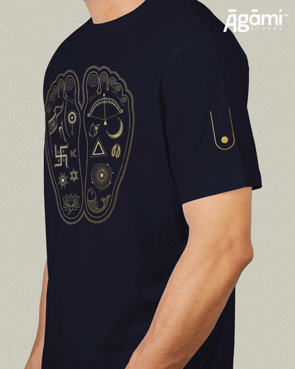 Lotus Feet of Shree Krishna Tshirt - Navy Blue | Regular Fit