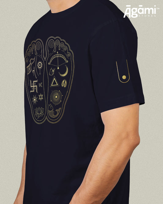 Lotus Feet of Shree Krishna Tshirt - Navy Blue | Regular Fit