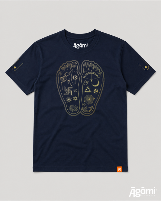 Lotus Feet of Shree Krishna Tshirt - Navy Blue
