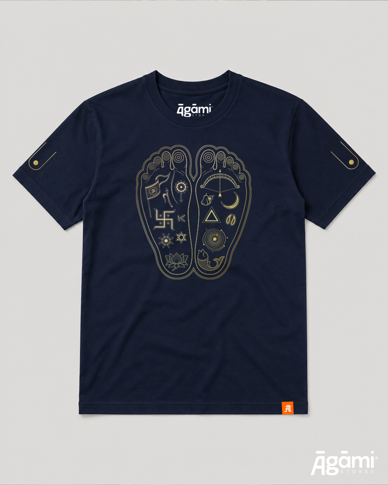 Lotus Feet of Shree Krishna Tshirt - Navy Blue