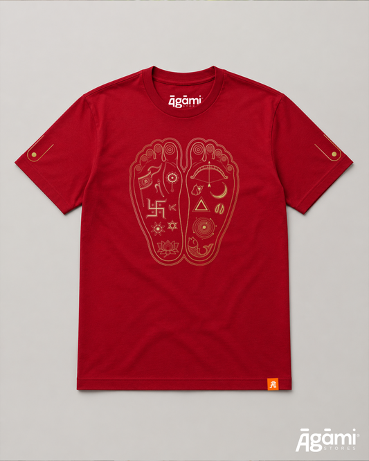 Lotus Feet of Shree Krishna Tshirt - Red